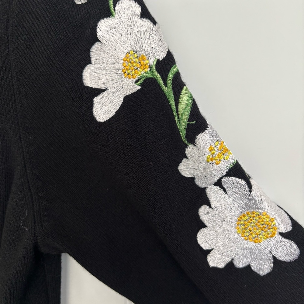 INC International Concepts Black Daisy/ Rose Embroidered Knit Dress, Size Small - Picture 6 of 14